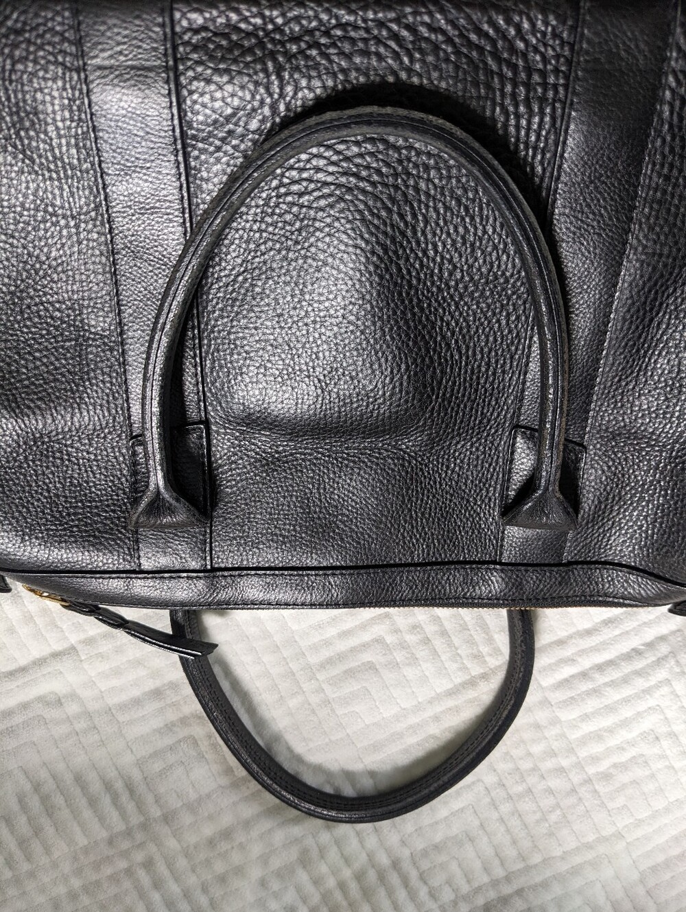 Lotuff Black Satchel Medium Leather Tote w/ Strap Customized JSG See Pictures - Picture 14 of 16
